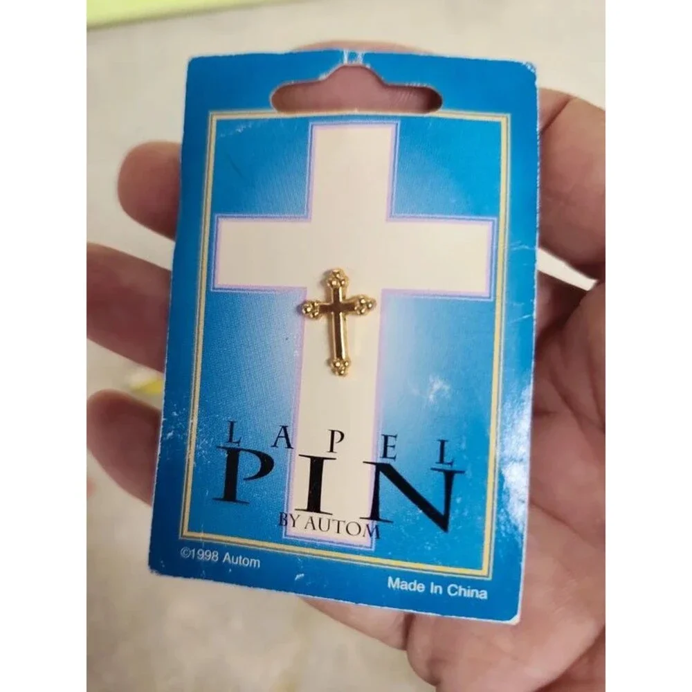 Crucifix cross lapel pin by Autom